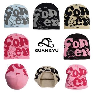 Bonnet d'hiver en tricot gothique jacquard personnalisé sans manchette broderie 3D bas quantité minimale de commande impression de logo pour adultes usage quotidien cyclisme hiver - Product Image 5