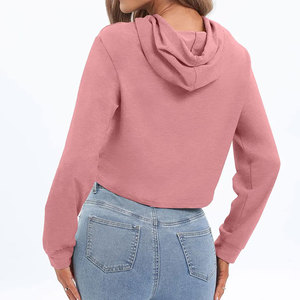 OEM Automne et hiver, sweat-shirt à capuche pour femme, manches longues, avec doublure à carreaux, style décontracté brodé, nouveau crop top - Product Image 3