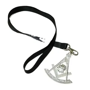 Past Master 3 Collar Jewel SQUARE & COMPASS SILVER with BLACK Neck Strap MASTER Collar Jewel Masonic Jewels-Craft Past Grand