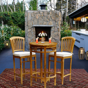 Chaise de bar Coana en bois de teck massif de haute qualité avec coussin en mousse de couleur naturelle pour l'intérieur et l'extérieur. - Product Image 3