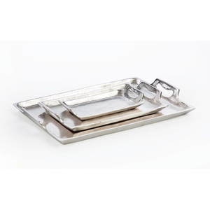 Plateau de service rond en aluminium martelé et poli avec poignées, plateau de service alimentaire pour la maison et l'hôtel, prix abordable - Product Image 5