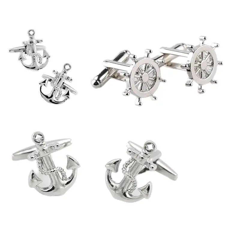 Sterl Argent 925 Retour Croix Boutons De Manchette Personnalisé CG Alliage De Zinc Navire Ancre Chemise Goujon Bouton De Manchette Designer Boutons De Manchette Pour Hommes