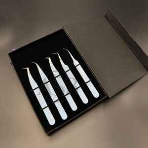 Pinzas de pestañas de acero inoxidable personalizadas profesionales azul bebé con pinzas de injerto de logotipo privado - Product Image 3