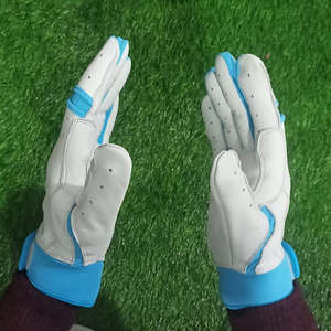 Guantes de bateo de béisbol de cuero resistente azul blanco calidad de exportación ligero cómodo mejora el agarre con seguridad para las manos - Product Image 2