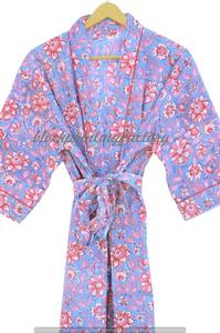 ชุดคลุมอาบน้ำผ้าฝ้ายทอแบบทำมือสไตล์อินเดียชุดนอนนุ่มพิมพ์ลายดอกไม้สไตล์โบฮีเมียน - Product Image 4