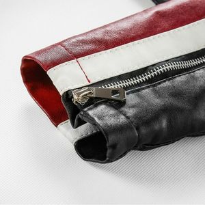 2023 nouveauté hommes haute qualité mode col montant veste en cuir grande taille moto veste pour hommes fait toile tissu - Product Image 4