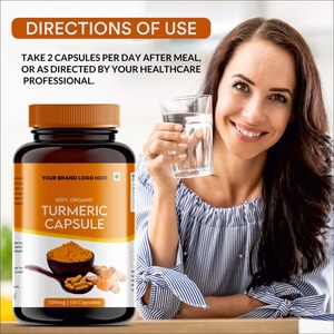 Cápsulas de fórmula de cúrcuma pura certificada GMP, fortificación de la inmunidad diaria, alivio corporal nutritivo, contenedor de plástico para plantas conjuntas - Product Image 6