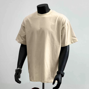 T-shirt pour homme 100% coton Logo personnalisé Desgin Rib O-neck Oversize Drop Shoulder Streetwear T-shirt vierge pour homme coupe ample - Product Image 4