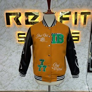 New Fashion Top Quality Embroidered Wool and Silk Men's Jacket with <b>Covered</b> <b>Button</b> Closure versity jackets Lettermen jackets - Product Image 3