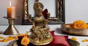 Modern Style Brass Lakshmi Statue Showpiece Gold Finish Sitting on Lotus Base for Pooja and Decor for Wedding and Diwali - Product Image 2
