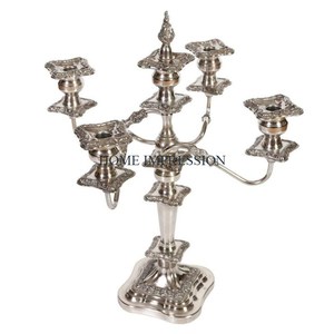 Bougeoirs de Noël en aluminium plaqué or à 5 bras de luxe de qualité Grandes branches Design Bougeoir en métal fait à la main - Product Image 5