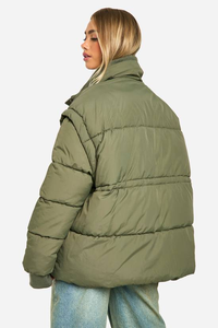 Chaqueta Acolchada de Lona Tejida Transpirable Verde Personalizada, Ligera y Moderna para Invierno - Product Image 2