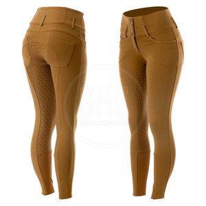 Pantalones ecuestres de Spandex de alta calidad para mujer, pantalones estampados de silicona OEM con logotipo personalizado para montar a caballo, precio al por mayor - Product Image 4