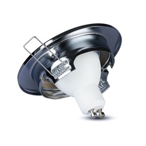 Portatesta a LED rotondo GU10 MR16 con faretto regolabile a molla Color cromo SKU-3471-illuminazione/ - Product Image 6