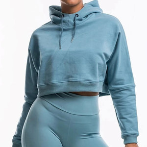 2025 <b>Winter</b> Breathable Women's Hooded Crop <b>Top</b> Hoodies Front Logo Casual Workout Wholesale - Product Image 1