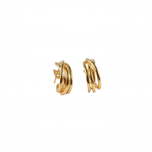 Boucles d'oreilles créoles géométriques en or jaune 14k 18k et argent sterling, design minimaliste, pour usage quotidien, bijoux unisexes, boucles d'oreilles Viggo - Product Image 2