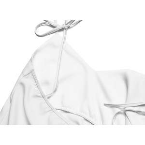 Robe fourreau midi en satin style simple avec bretelles à nouer, soutien-gorge intégré, décolleté en V fendu, tissu respirant et taille naturelle - Product Image 3