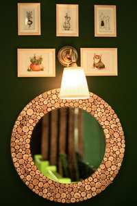 Arte de pared de espejo de mosaico de madera 60cm (24 "), espejo hecho a mano, arte de pared de mosaico de rebanada de madera, arte de rebanada rústica, madera recuperada, - Product Image 2