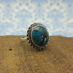 Bague bohème turquoise tibétaine 925 bague de créateur en argent massif bague en argent au prix d'usine en gros du fournisseur indien - Product Image 1