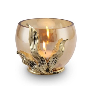 Aluminum Leaf <b>Clear</b> Glass <b>Vase</b> North-Europe Style Colored Glass <b>Vase</b> for Home and Wedding Decoration Candle Holder - Product Image 3