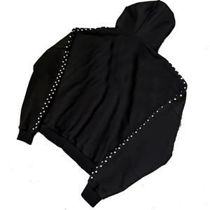 Sweat à capuche de luxe orné de strass, personnalisé, coupe oversize, style streetwear pour homme, en molleton 100% coton épais - Product Image 5
