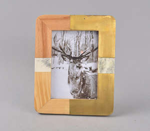 Luxury Wood Brass And Resin Mosaic <b>Photo</b> <b>Frame</b> Unique Modernist Patchwork Desk Display Vertical Horizontal Luxury Wood Brass - Product Image 5