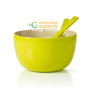 Ensaladera redonda de bambú 100% natural, cuenco de madera de amboo, cuenco de ensalada de Bambú - Product Image 2