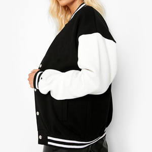 Veste bomber en laine de haute qualité sur mesure, manches en cuir véritable, vente chaude 2024, veste bomber pour femmes sur mesure - Product Image 2