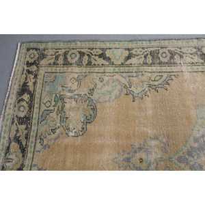 พรมวินเทจตุรกีขนาดใหญ่ 5.3x8.8 ฟุต พรมขนสัตว์สีน้ำเงิน - Product Image 4