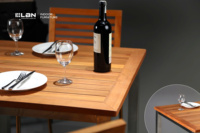 Table à manger moderne en bois massif écologique avec pieds en acier inoxydable pour hôtels, restaurants, écoles et hôpitaux