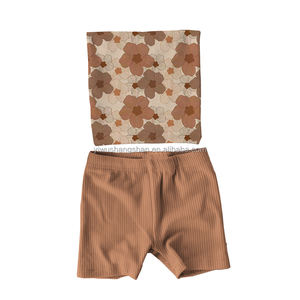 Nouveauté Ensemble deux pièces pour enfants et bébés été Imprimé hawaïen Top tube Shorts unis Tenues élégantes et mignonnes pour filles de 0 à 16 <span class=keywords><strong>ans</strong></span> - Product Image 6