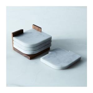 Handmade New Design White Marble Tea <b>Coaster</b> <b>Set</b> with Holder Table Top Tea Coffee Mat & Pads Manufacturer - Product Image 4