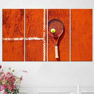 Impresión en lienzo elegante: arte de tenis personalizado para jugadores, JUEGO DE 4 LIEÑOS - Product Image 1