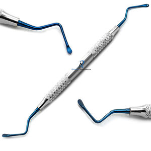 Ensemble de 3 curettes chirurgicales dentaires revêtues de titane bleu Lucas pour la collecte osseuse, la greffe d'implant et les procédures de chirurgie buccale - Product Image 5