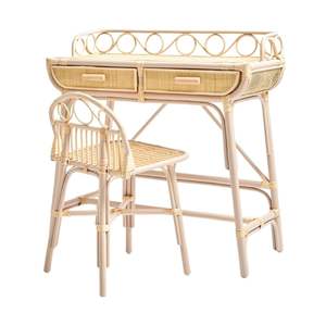 Ensemble coiffeuse et tabouret en rotin tressé pour salle de bain et chambre à coucher, vente en gros, OEM, ODM, taille et couleur personnalisables, prix abordables - Product Image 2
