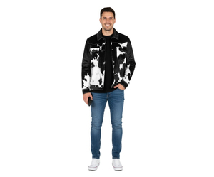 Chaqueta de Cuero Genuino de Primera Calidad con Pelo de Vaca, Diseño Personalizado para Hombre y Mujer, Estilo Vintage Occidental de Alta Gama con Parches - Product Image 1