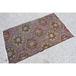 Tapis traditionnel rouge vert 2,9x4,9 pieds Tapis turcs - Product Image 2