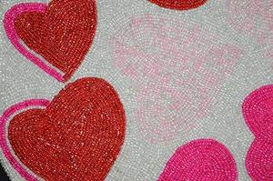 Handmade Round Glass Beaded <b>Table</b> <b>Mat</b> With Cute Heart Design Expensive Elegant Food Serving Placemat for Gifted Usage - Product Image 2