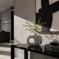 Vase en céramique rayé noir et blanc de style scandinave minimaliste, récipient architectural abstrait moderne pour la décoration haut de gamme des bureaux et des villas
