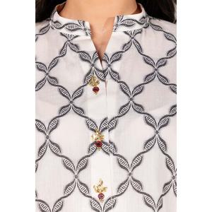 Conjunto de Ropa Jacquard Teñido KST-43301, Conjunto Elegante de Top y Pantalón - Product Image 3