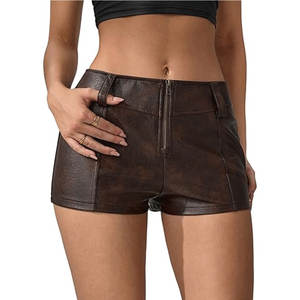 High Quality <b>Women's</b> <b>Leather</b> <b>Shorts</b> Custom Logo Design OEM Windproof Eco-Friendly Breathable Casual Summer Wear Customized Color - Product Image 1