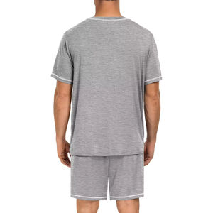 ชุดกีฬาชายหาดของผู้ชายเสื้อยืดผ้าแคนวาสสีตัดระบายอากาศได้สีตัดกันออกแบบโลโก้ได้ตามต้องการสำหรับฤดูร้อน - Product Image 3