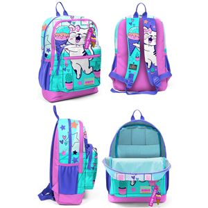 Rosa turchese gelato con motivo gatto quattro scompartimenti zaino scuola porta pranzo astuccio