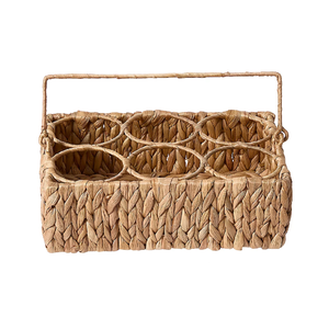 ตะกร้าใส่ของผักตบชวาแบบทำมือมีที่จับ6ช่องอุปกรณ์บนโต๊ะสำหรับรับประทานอาหารในห้องครัวปิกนิก - Product Image 1