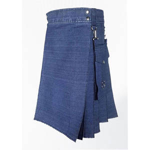 Vente en gros d'usine, kilt moderne en denim bleu utilitaire écossais de qualité supérieure, 2026 - Product Image 3