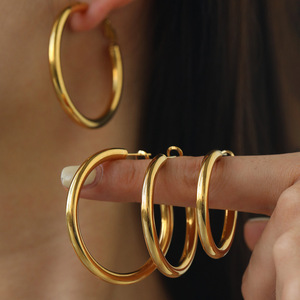 Pendientes de aro Vintage exquisitos y elegantes para mujer, diseño geométrico Circular de simplicidad suave, aleación hecha principalmente para mujer de GFEZK002-J - Product Image 2