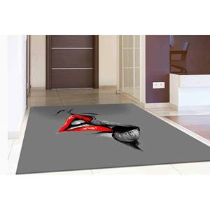 Tapis imprimé Kiss Sketch - Cadeau pour couple, lèvres sexy, design nu, décoration de chambre, tapis doux non tissé - Product Image 4