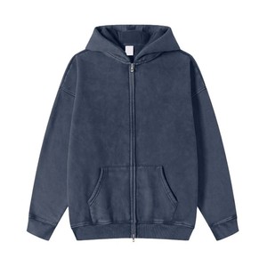 Green acid wash custom made zip hoodies, man street style 450 gsm high quality design own logo dtf logo zipper pullover hoodies - Product Image 3