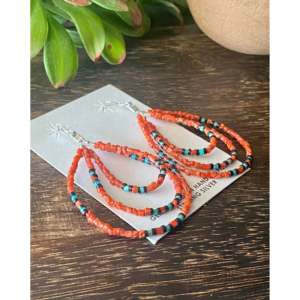 Navajo Multi-Stone & Sterling <b>Silver</b> Beaded <b>Dangle</b> Drop <b>Earrings</b> Handmade Artisan Jewelry - Product Image 3