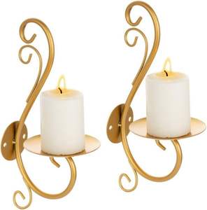 Porte-bougie mural en métal décoratif minimaliste pour des accents muraux intérieurs propres, simples et élégants - Product Image 4